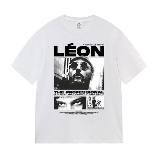 90s Leon The Professional Graphic T Shirt Unisex Cosplay Fashion Tide Short Sleeve T-shirt Top Vintage Oversized Cotton T Shirt