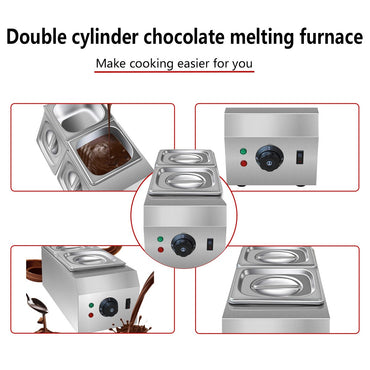 Máquina de Derreter Chocolate Elétrica de Cilindro Duplo Comercial, Máquina de Aquecer Chocolate ao Leite, Eletrodoméstico para Cozinha