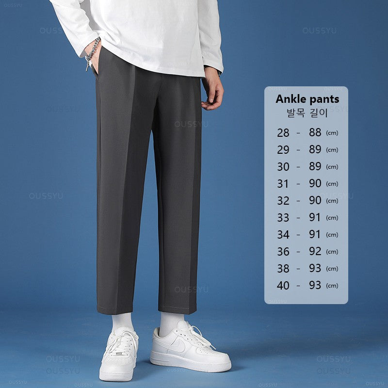 Spring Summer New Smooth Pendulous Suit Pants Men Business Long Trousers Korean Formal Ankle Length Pant Male Plus Size 40