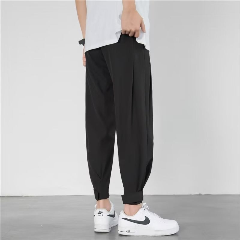 men's drape long pants, Korean version trend slim fit small foot casual pants, men's spring and autumn straight leg suit pants