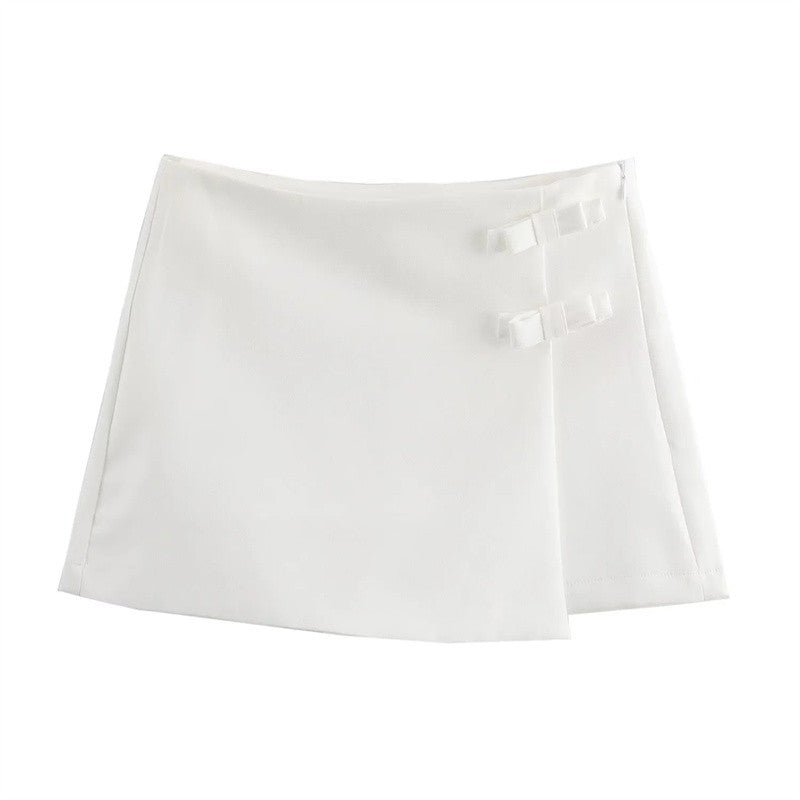 MUJER 2025 Pink White Mini Skirt Woman Fashion Bow Skort For Women Summer Slit S