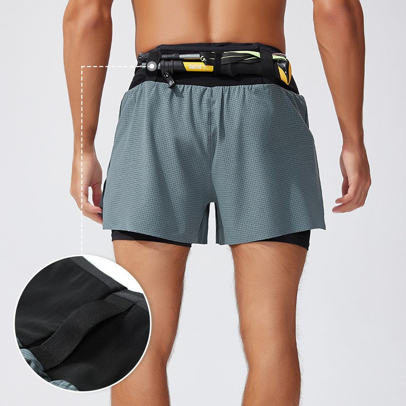 Men's Trail Running Shorts Quick Dry Double Layer with Liner & Waist Pocket Marathon Hiking Outdoor Training Athletic Breathable
