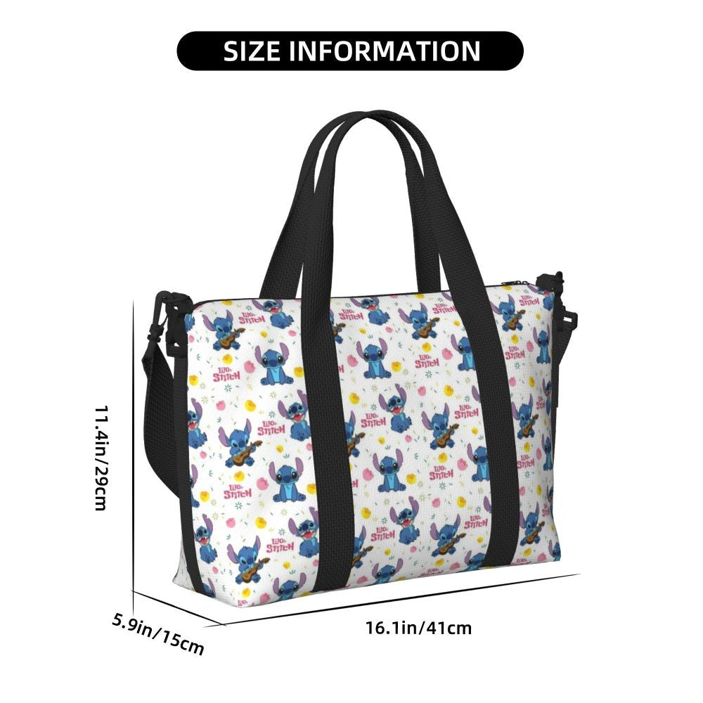 Custom Large SLilo And Stitch Cartoon Tote Bag Women Anime Shopping Shoulder Beach Gym Travel Bag