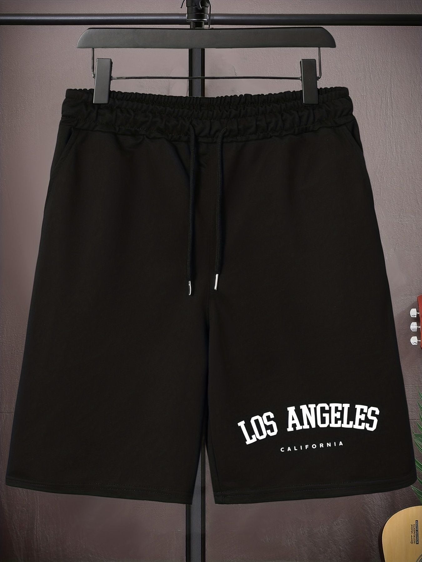 Los Angeles' Print Men's Loose Large Drawstring Casual Minimalist Shorts  Streettshirt Individual Casual Clothes