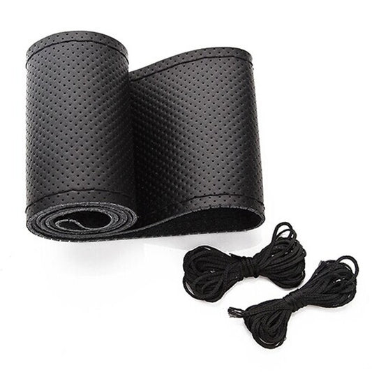 Universal microfiber leather car steering wheel cover stitching style fits steering wheel diameter up to 38cm
