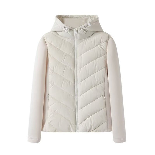 Taop&Za women's long sleeved stand up collar winter new design sense short slim fit hooded patchwork cotton jacket