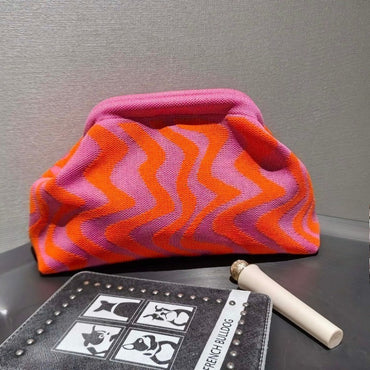 2025 NEW Ladies Beach Shoulderbag Vintage Letter Crochet Knitted Tote Crochet Cord Fabric Shopping Bag Unclosed Unlined Purse