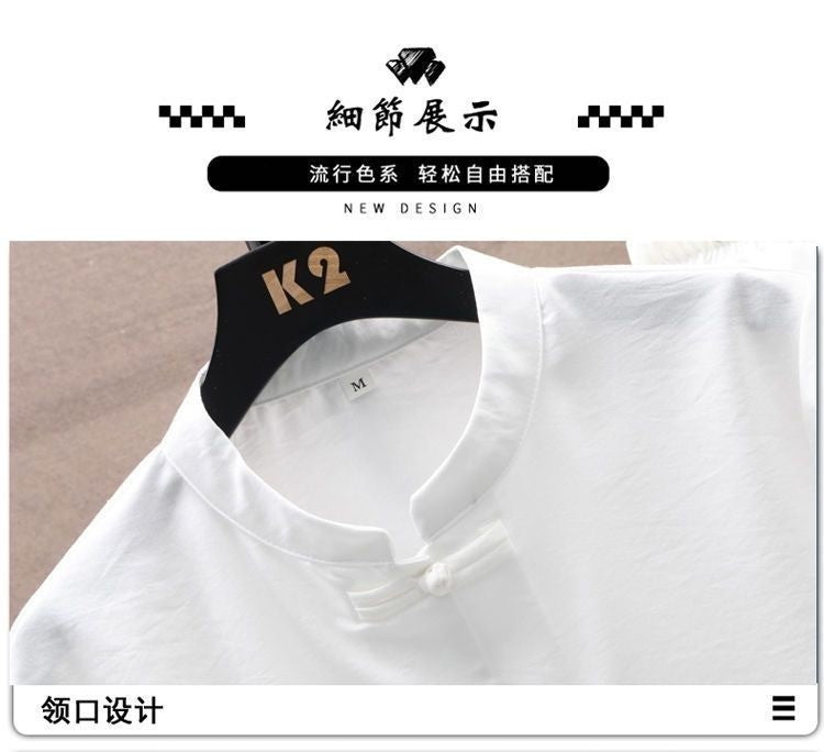 Summer New Fashion Solid Color Breathable Cotton and Linen Suit Men's Leisure Loose Sports Large Size High-Grade Two-Piece Set