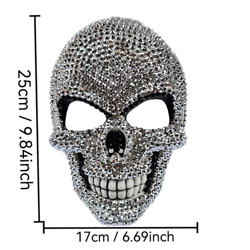 Horror Skull Mask for Halloween Party, Rhinestone Decorated Face Cover, Unisex Costume Accessory, Perfect for Men and Women