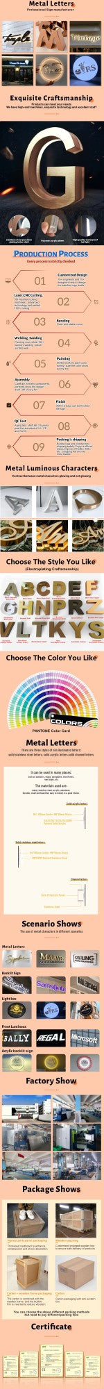 Gold 3D Outdoor Letters Illuminated Metal Backlit Sign Custom LED Lighted Company Business Signage for Indoor/Outdoor Use