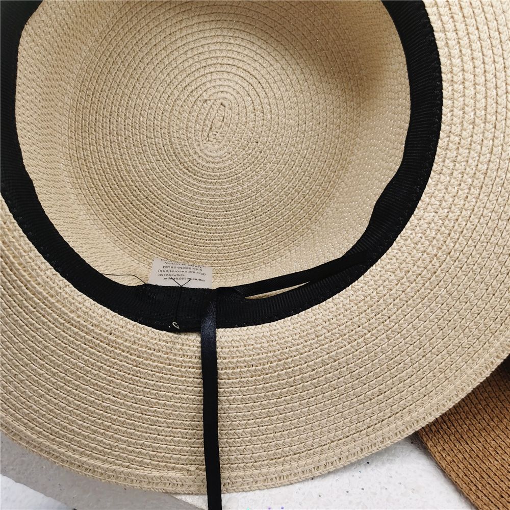 New Fedoras Summer Women's Boater Beach Hat Wide Side Female Casual Panama Hat Lady Classic Flat Bowknot Straw Sun Hat Women