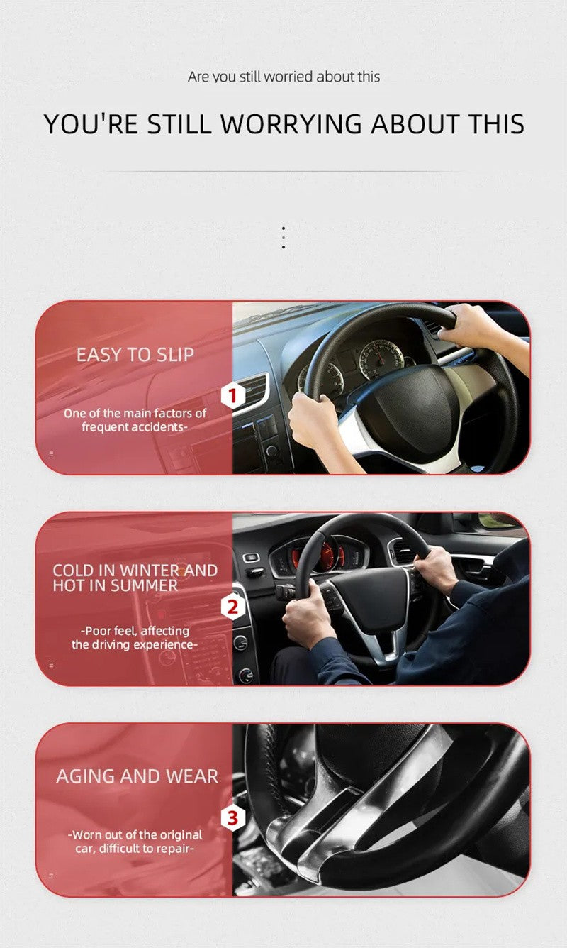 Capa Universal Antiderrapante de Fibra de Carbono para Volante de Carro, Capa Auxiliar para Volante de Carro, Acessórios Antiderrapantes