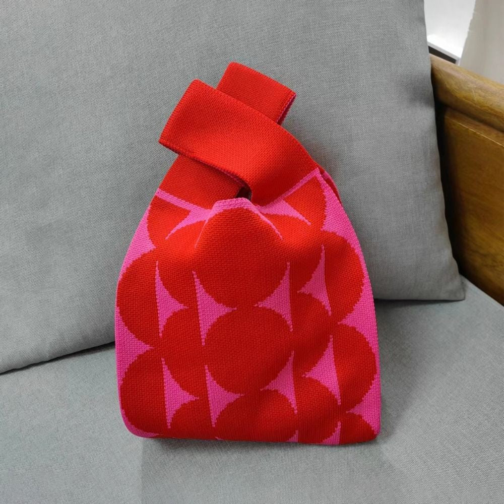 Girls Reusable Handmade Knit Handbag Tote Bag Wrist Bag Shopping Bags