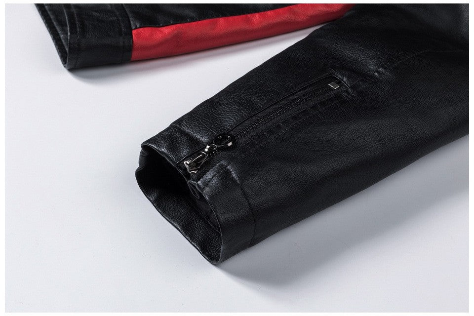 Motorcycle Jacket Leather Men Coat Bomber Waterproof Warm Fashion Splicing Vintage Stand Collar Riding Black Long Jacket Plus