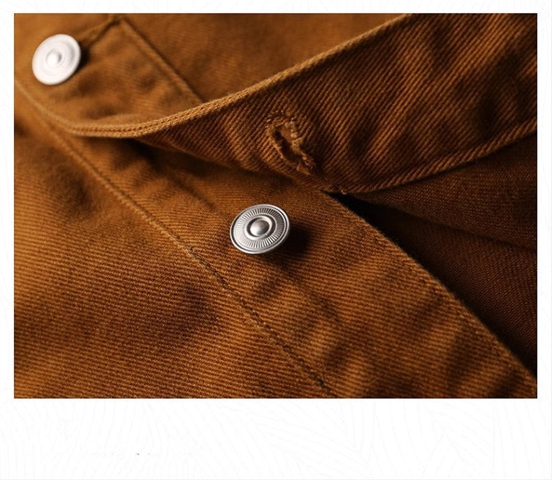 Denim Jackets Men Single Breasted Coat Cardigan Jacket Turn Down Collar Outerwear Long Sleeve Pockets Button Loose Casual