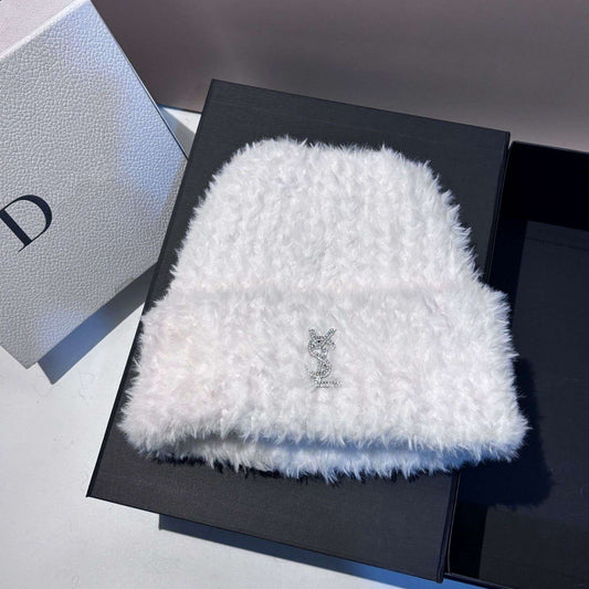 Soft Warm Slouchy Beanie for Women Outdoor Winter Hat with Ear Flaps Fashion Stretchable Skull Cap Face Slimming