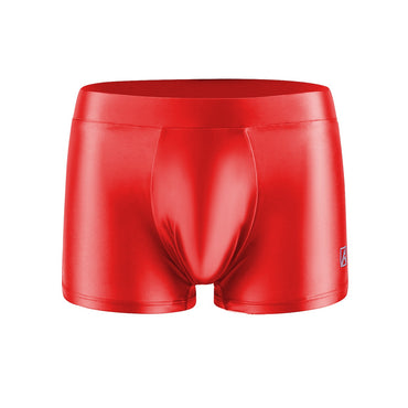 AMORESY Men's Satin Glossy Boxer Shorts Breathable High Elastic Sports Thin Soft Brief Swimming Fitness Solid Leggings Underwear