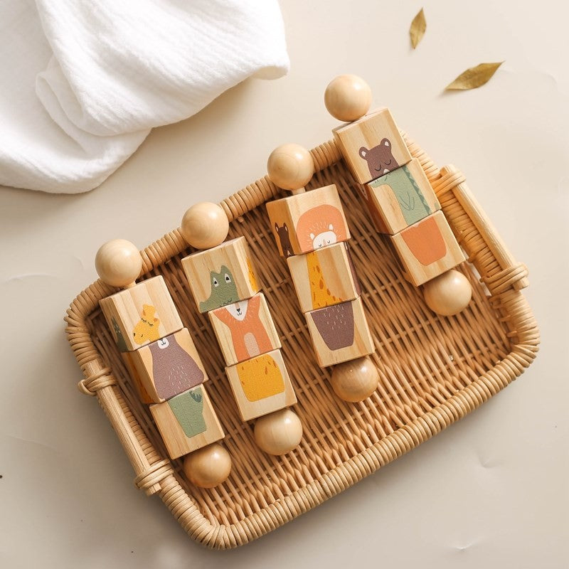 Wooden Animal Rattle Toys for Newborn Wooden Teether Baby 0 12 Months Baby Accessory Cartoon Novel Baby Care Tools Teether Toys