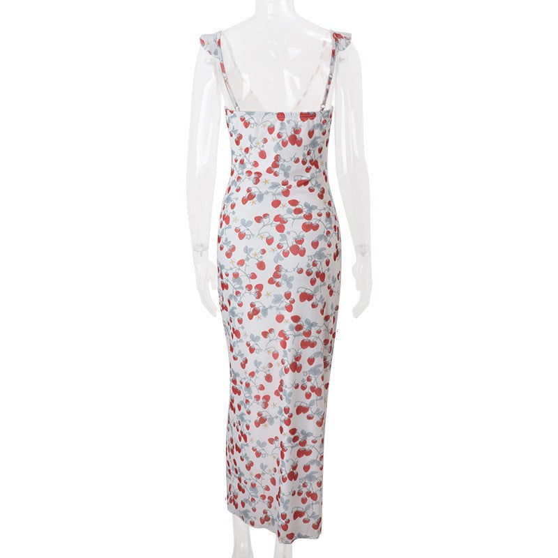 Cryptographic Summer Floral Print Plunge Maxi Dress Outfits Sexy Backless Fairy