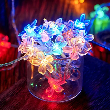 Cherry Blossom LED String Lights Rome Decoration Flower LED String Lights Indoor Party Atmosphere Home Flower Fairy Lights