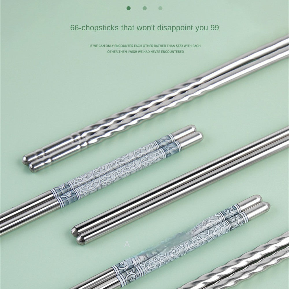 Conjunto de Hashis de Aço Inoxidável para Casa Hashis Reutilizáveis para Adultos Hashis Antiderrapantes Utensílios de Cozinha