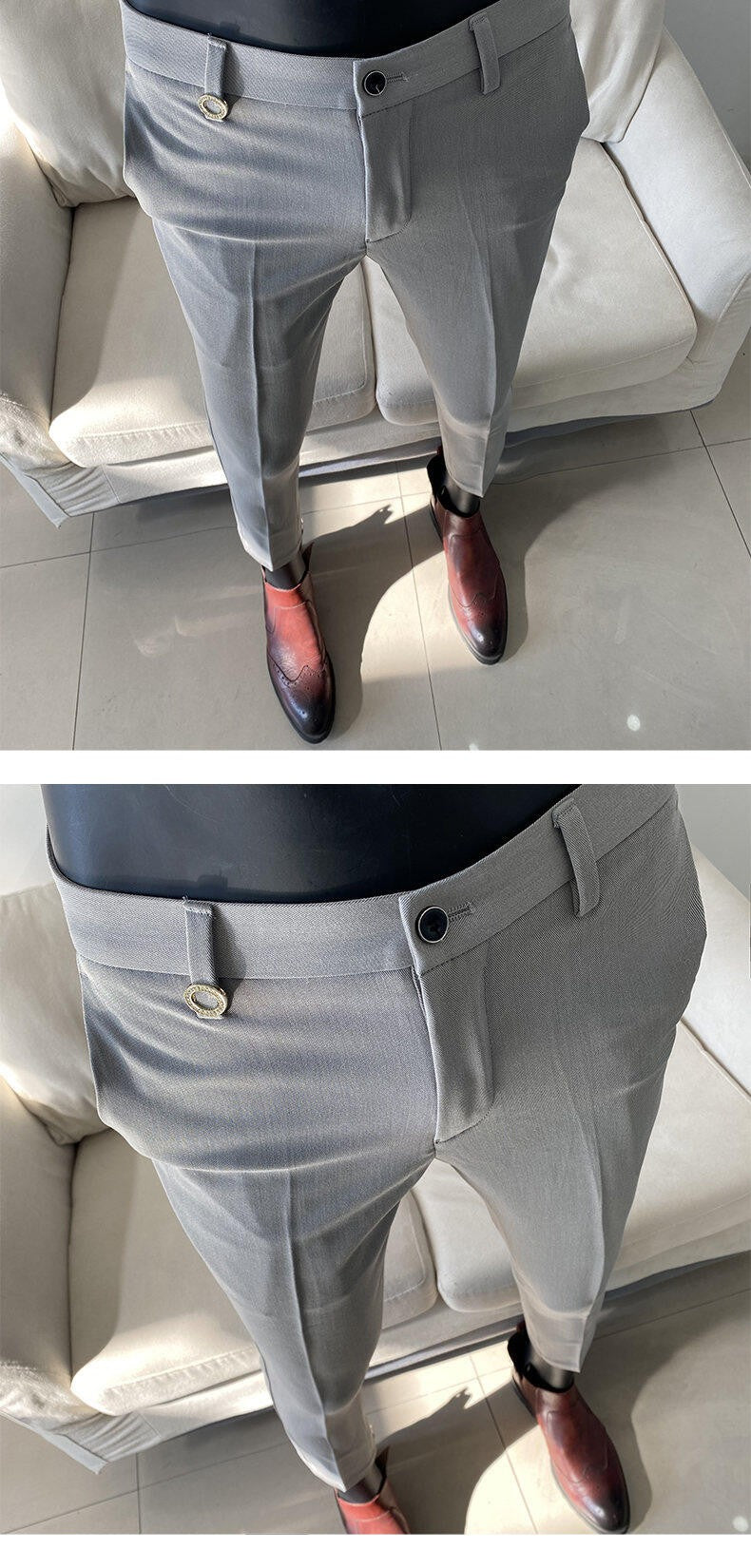 Men Suit Pant 2025 Autumn Solid Elastic Waist Dress Pants Calça Masculina Men Slim Business Office Social Ankle Length Trousers