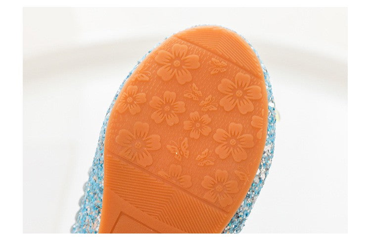 Disney Girls' Princess Sandals Children's Shoes Frozen Elsa Children's Shoes Girls Fashion Baby Pink Blue High Heel Shoes Size