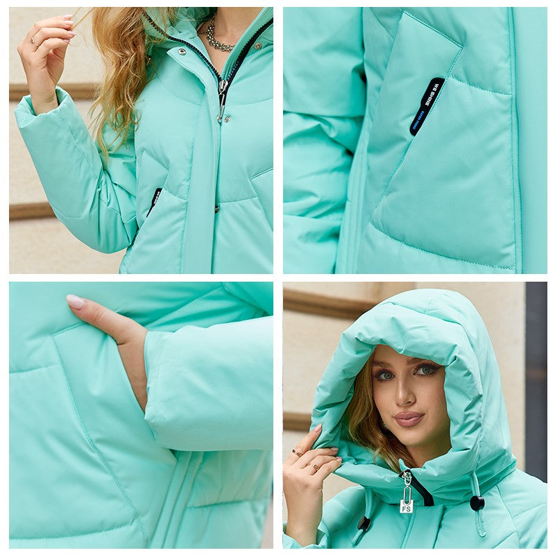 GASMAN 2023 Winter Down Jacket Women Short Classic zipper Design Pocket Stand Collar Hooded Slim Coat Women Parkas  83319