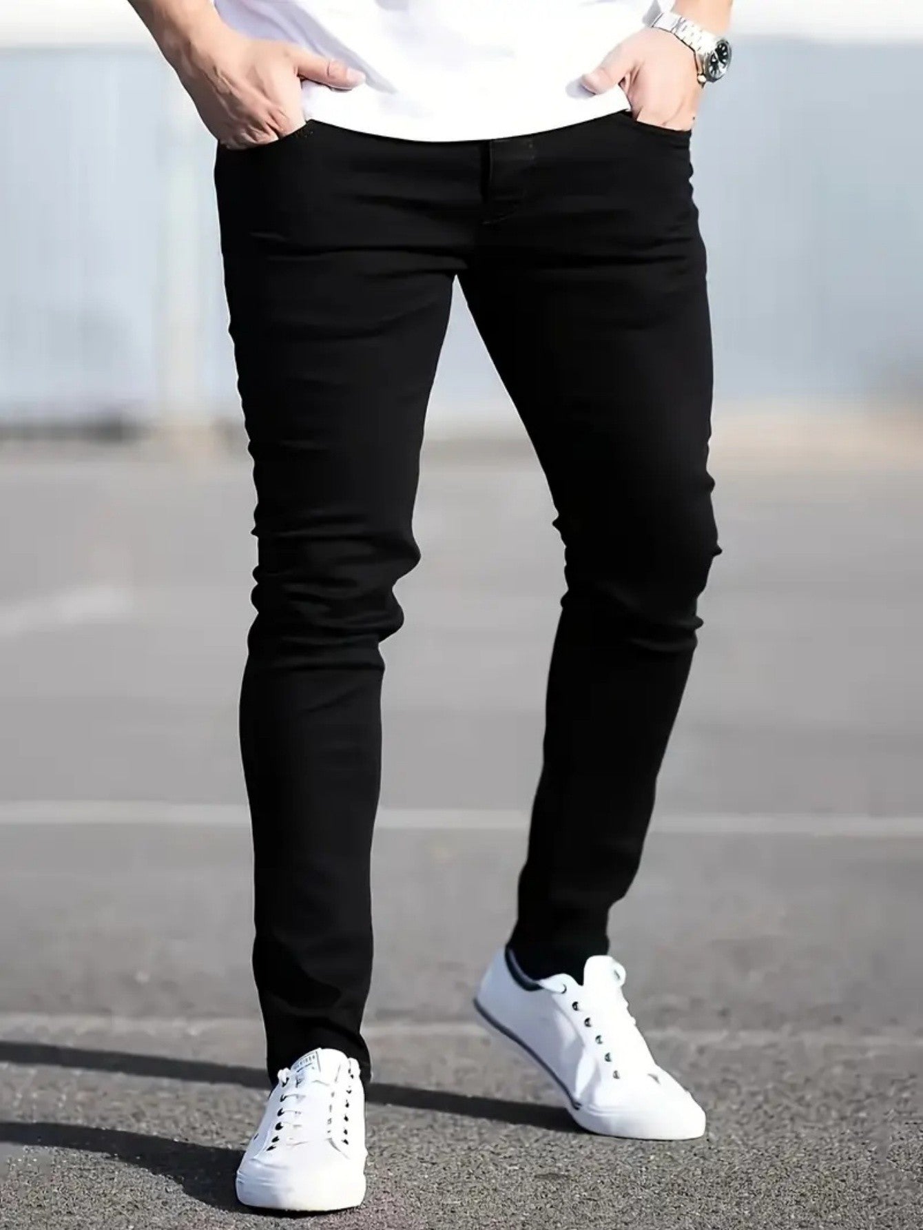 Men’s Slim Fit Black Jeans, Reinforced Denim Seams, Menswear Approved from Gym to Gallery