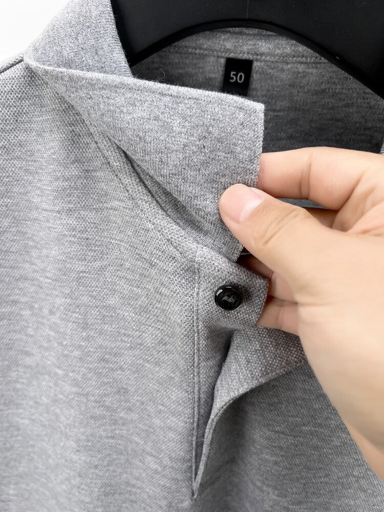 Durable 100% Cotton Men Polo Shirt,Autumn Leisure Long Sleeve, Breathable Lapels T-shirt, 16 Colors, Perfect for Golf and Sports