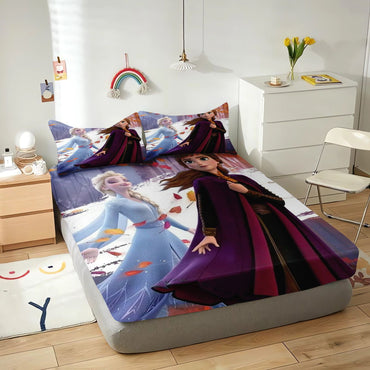 Frozen Fitted Sheet Children 100% Polyester Coverage Sheets Cartoon Cover Elastic Cute Digital Printing Bedding Teenager