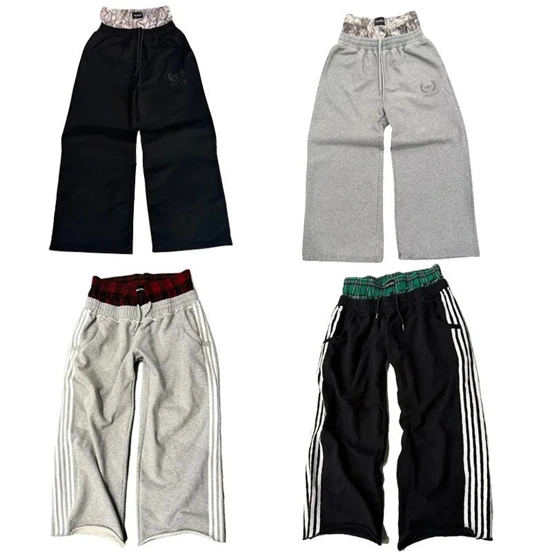 Y2K Harajuku High Waisted pants Streetwear fashion high quality Double Waisted Embroidered Sweatpants new Hip Hop Wide Leg Pants