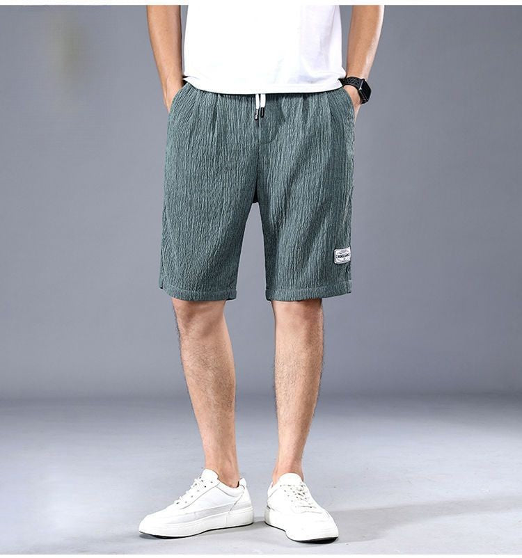 Sleeping Pants Ice Silk Shorts Men Casual Shorts Loose 5-Minute Pants Solid Youth Home Shorts Elastic Waist Large Pajama Pants