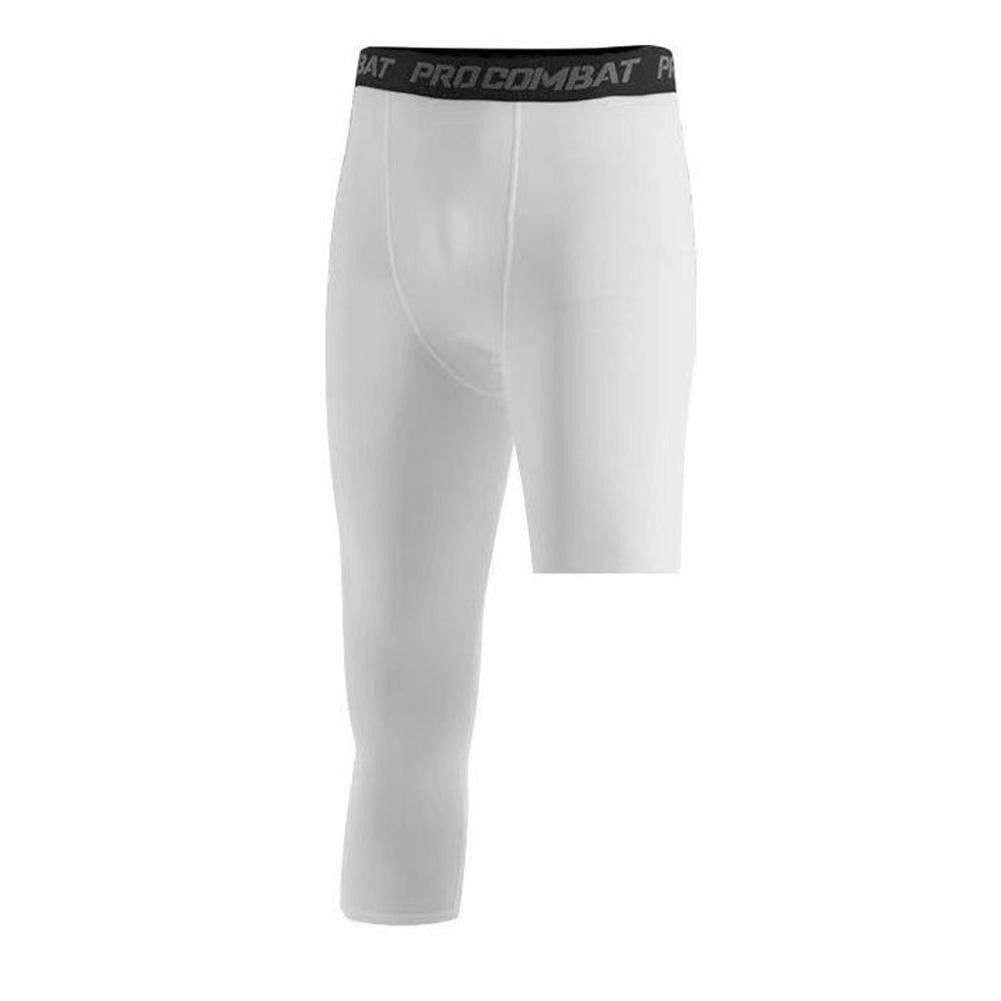 Men One Leg Compression Tights Pants Compression Polyester Sports Training Basketball Tights Pants Athletic Base Layer Tights