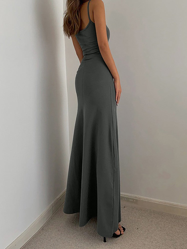 2025 Summer Women's New Fashion Simple Temperament Suspender Long Backless Slim