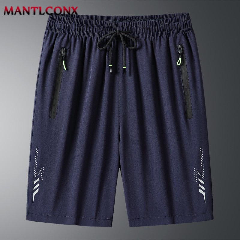Quick Dry Shorts Men Summer Thin Short Pants Running Sports Bottom Gym Fitness Beach Zipper Pocket Loose Short Sweatpants Men