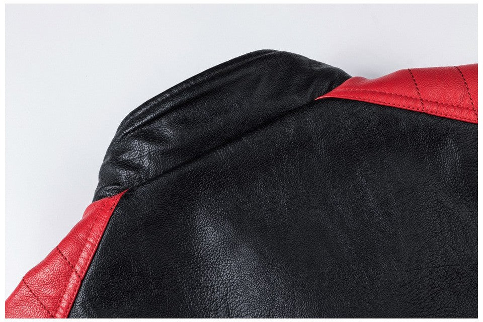 Motorcycle Jacket Leather Men Coat Bomber Waterproof Warm Fashion Splicing Vintage Stand Collar Riding Black Long Jacket Plus