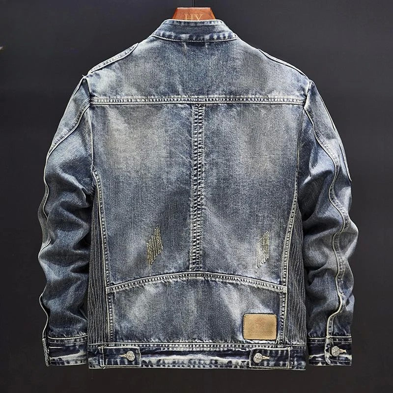 Zip V Denim Jackets Man Trendy Cowboy Coat for Men Loose Y2k Outwear In Lowest Price Korean Popular Clothes Lxury Fashion New