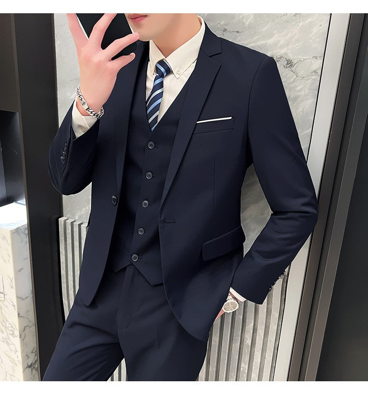 Men's High-Quality 3-Piece Business Casual Wedding Suit Vest Trousers Set Handsome Fashion Banquet Clothing S-6XL
