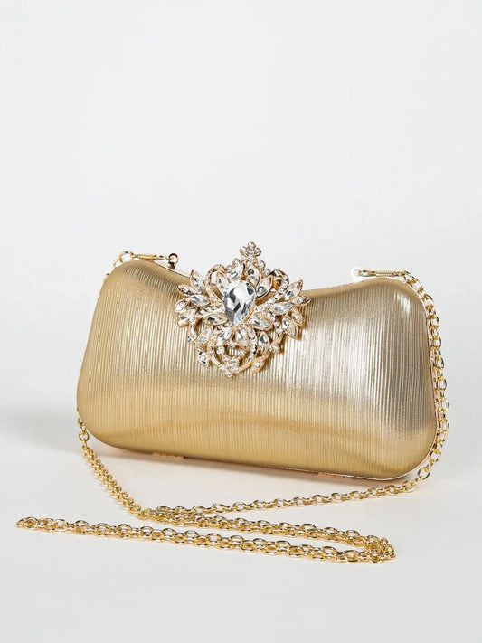 Luxury Rhinestone Evening Bag For Carnaval, Shiny Wedding Dress Purses, Glamorous,Elegant,Exquisite Small Rhinestone Decor Boxy