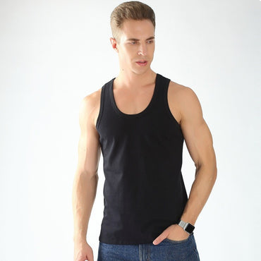 Cotton Tank Top Men Summer Shirt Solid Color Undershirts soft O-neck plus size M to 4XL