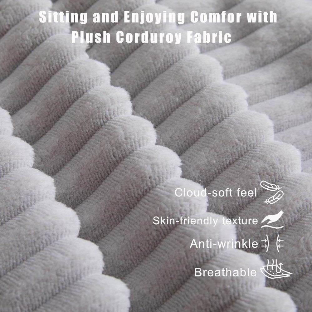 Sleeper Sofa Bed King, Corduroy Modular L Shaped Sofa, Oversized Reversible Chaise Lounge, Modern Sectional Couch with Ottoman