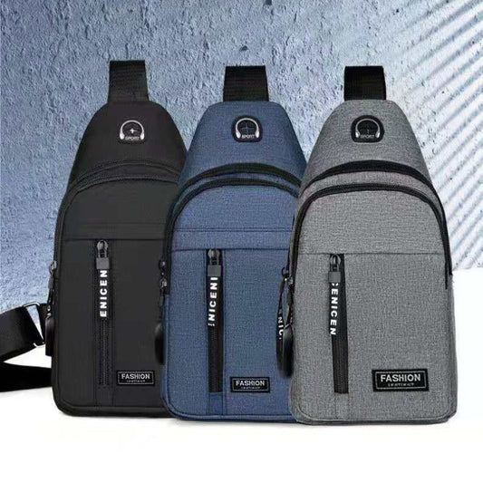 Stylish One-Shoulder Canvas Backpack - Water-Resistant Oxford Cloth, Leisure Sports Design, Chest Bag, Adjustable Shoulder Strap