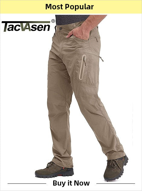 TACVASEN Summer Quick Dry Long Sleeve Cargo Work Shirts with Pockets Mens Safari Hiking Shirts Button Down Shirts Clothes Males