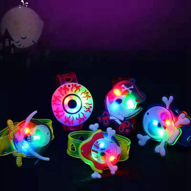 5/10/20PCS Glowing Halloween Pumpkin Ghost Bracelet Rings Night Decor Halloween Party Favor Festival Carnival Gifts Bag Fillers