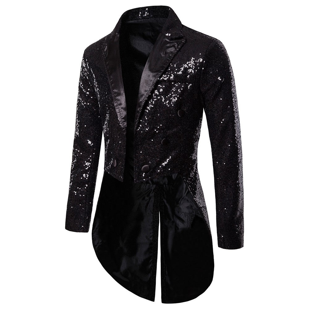 Men's Suit Round Sequin Button Tuxedo Stage Show Wedding Host Dance Festival Celebration Dinner Casual Men's Wear Men's Coat