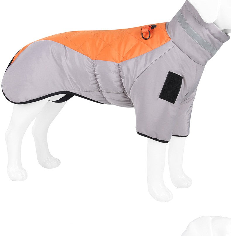 Casaco Quente para Cães Grandes Jaqueta Refletiva de Inverno para Cães Puffer com Arnês Embutido Colete Impermeável para Animais de Estimação Macacão de Neve