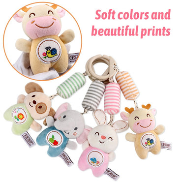 Baby Stroller Bed Hanging Bell Plush Toys Early Education Promote Children Color Cognition Sensory Plush Rattle Training Toys
