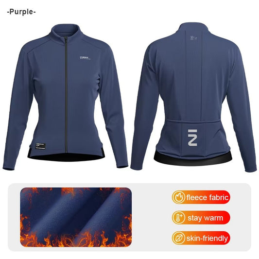 INBIKE Women's Thermal Cycling Jacket Winter Warm Fleece Bicycle Riding Sportswear Windproof Long Sleeve Reflective Outdoor Wear