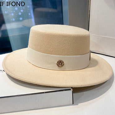 Fedora Hats for Women Fashion Elegant Bowler Dress Caps Panama Church Wedding Ribbon Band Hat Men Felt Jazz Hat